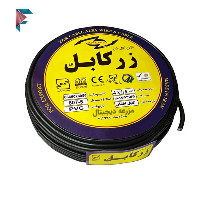 کابل افشان چهار رشته سایز 1/5 | استاندارد + مغزی مس | 4 در 1/5 | کلاف 100 متری
