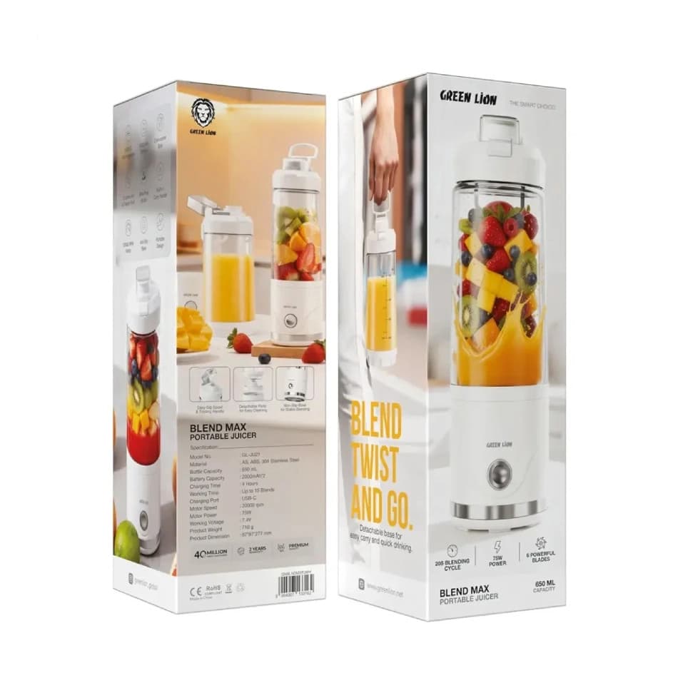 میکسر شارژی گرین لاین مدل Blend Max ظرفیت 650 میلی‌لیتر — تصویر ۴