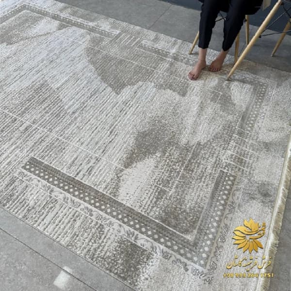 فرش مدرن کرم بژ با طراحی جدید کد 42069 — تصویر ۲