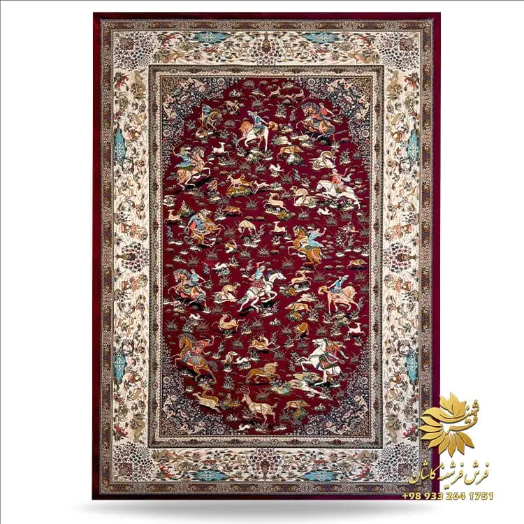 فرش شکارگاه لاکی 1500 شانه دستباف گونه