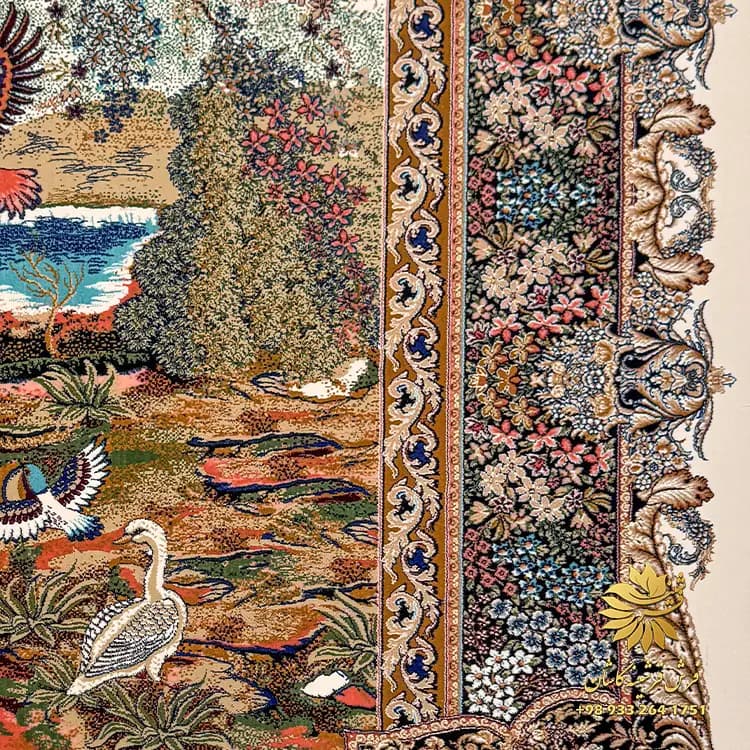 فرش طرح باغ پرندگان 1500 شانه کرم رنگ کد 7513 — تصویر ۲
