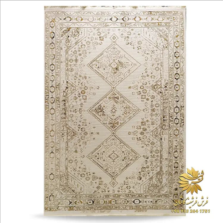 فرش پتینه کرم طرح ترک 500 شانه کد 42080