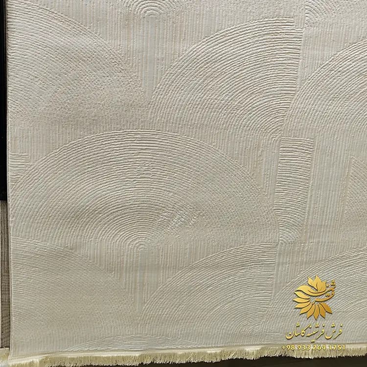 فرش پینترستی کرم با طراحی ساده کد 42099 — تصویر ۳