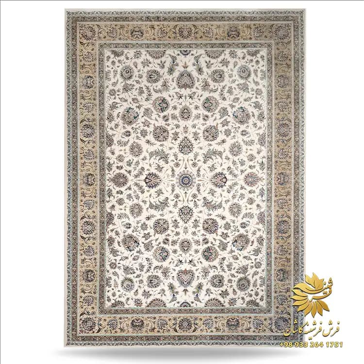 فرش شاه عباسی کرم 1500 شانه افشان کاشان کد 7531