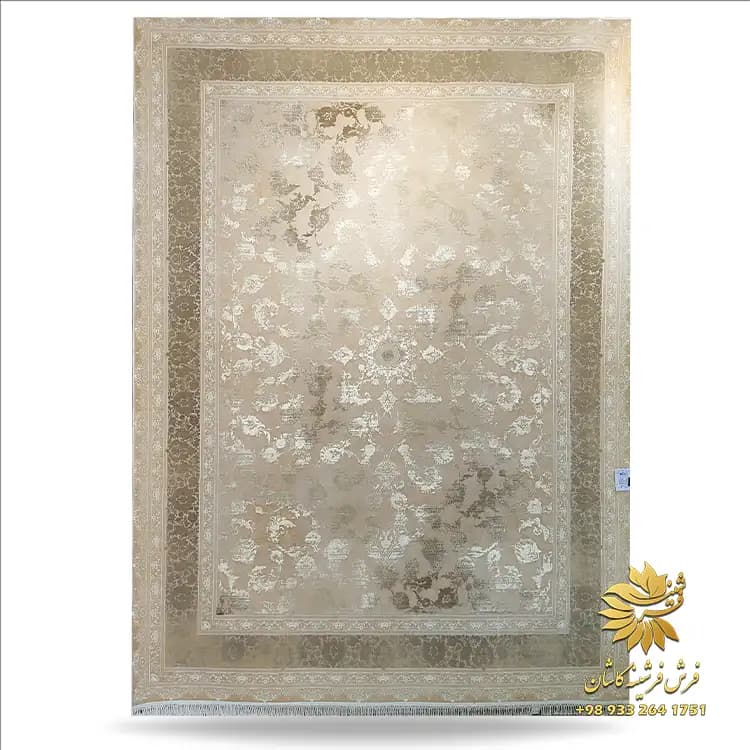 فرش با حاشیه ساده طرح افشان موکا 1200 شانه وینتیج کد 1406
