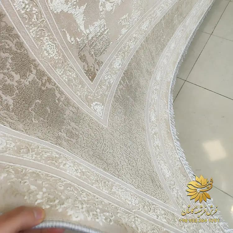 فرش با حاشیه ساده طرح افشان موکا 1200 شانه وینتیج کد 1406 — تصویر ۴