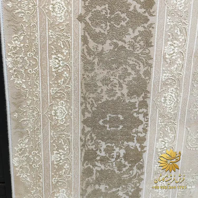 فرش با حاشیه ساده طرح افشان موکا 1200 شانه وینتیج کد 1406 — تصویر ۳