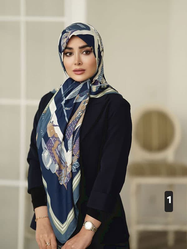 روسری ابریشم توییل طرح ال وی کد ۹۵۰