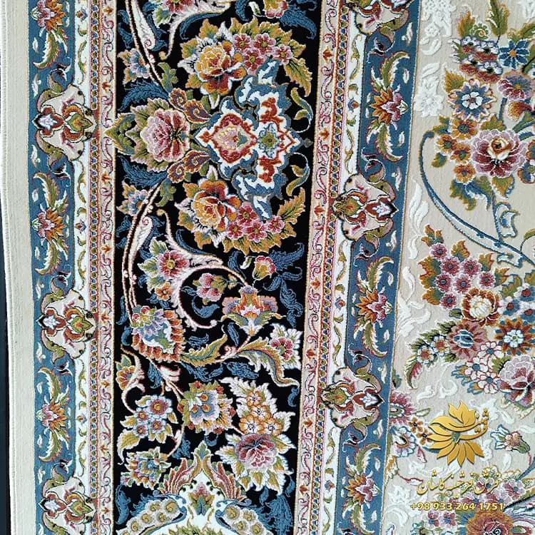فرش افشان کرم سرمه ای 1200 شانه طرح بهشت — تصویر ۴