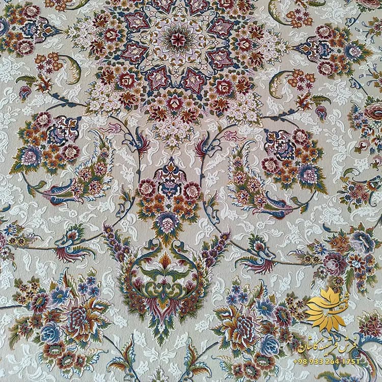 فرش افشان کرم سرمه ای 1200 شانه طرح بهشت — تصویر ۳