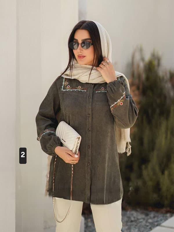 تونیک گلدوزی مخمل کبریتی — تصویر ۲