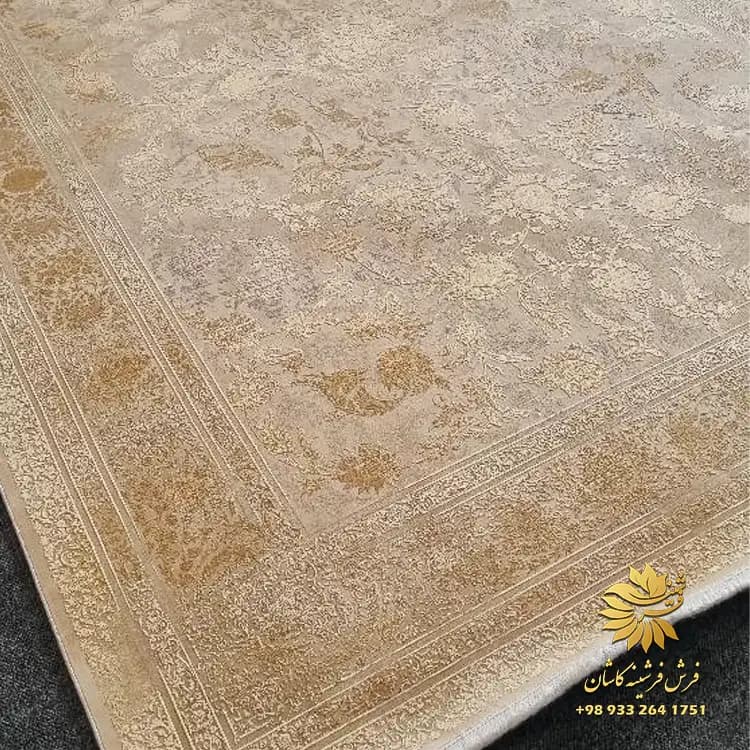 فرش طرح وینتیج 1200 شانه طلاکوب مدل دلوکس موکا — تصویر ۳