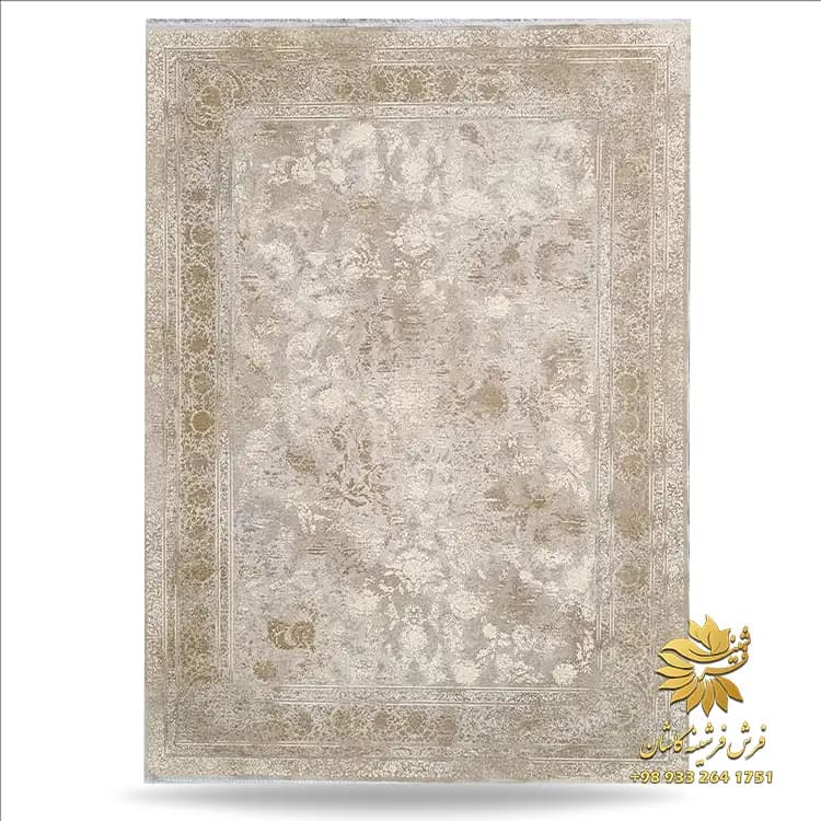 فرش طرح وینتیج 1200 شانه طلاکوب مدل دلوکس موکا