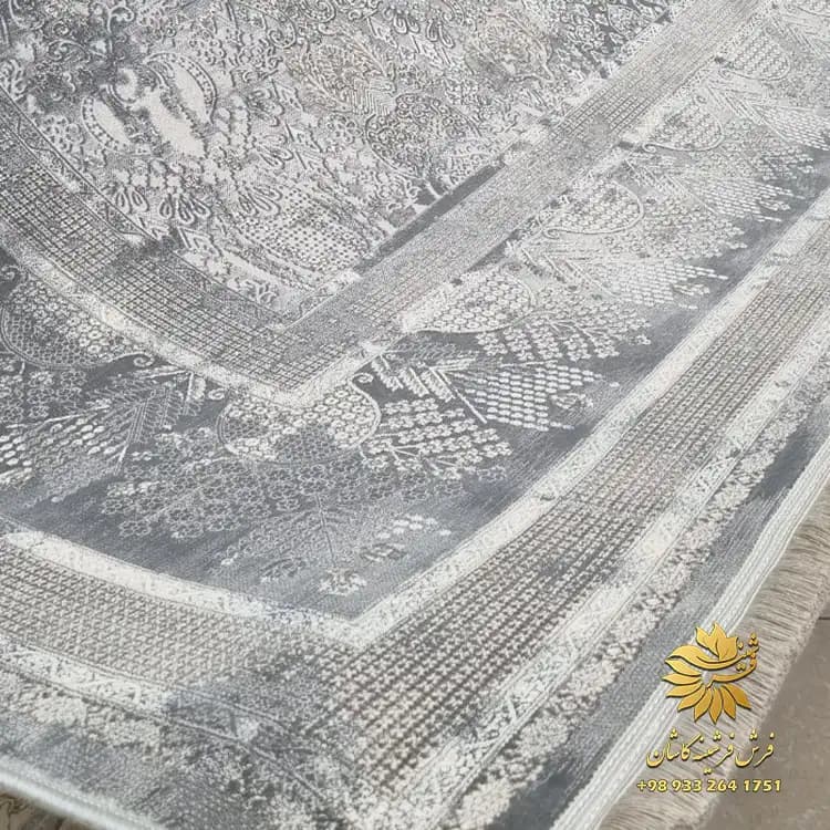 فرش وینتیج افشان طوسی طرح آنتیک 1200 شانه — تصویر ۴