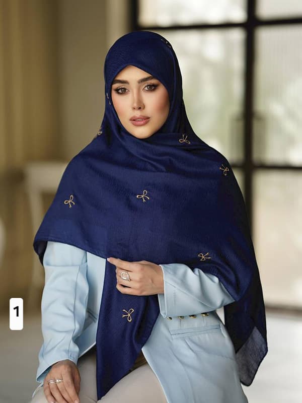 روسری وال کریشه پاپیون گلدوزی کد ۸۳۳