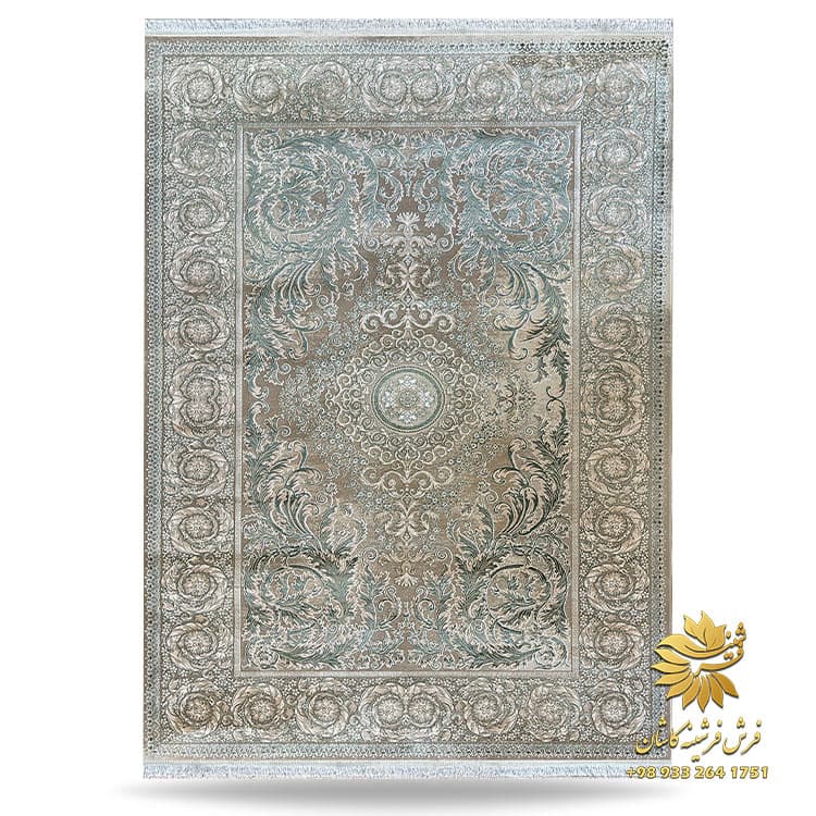 فرش سبز فرانسوی 700 شانه زمینه نسکافه ای کد 71200ng