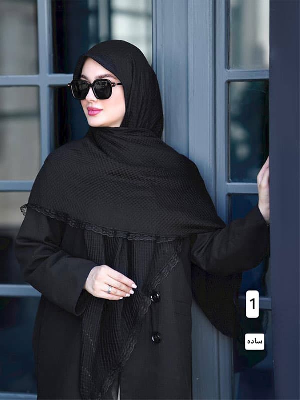 روسری سوپر نخ پلیسه دور دانتل کد ۷۵۰