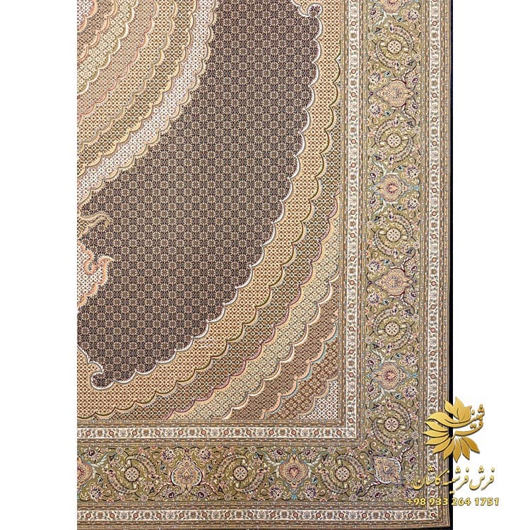 فرش طرح ریز ماهی 1500 شانه ابریشمی سرمه ای — تصویر ۳