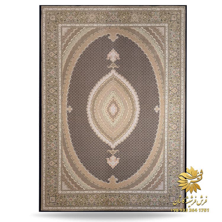 فرش طرح ریز ماهی 1500 شانه ابریشمی سرمه ای