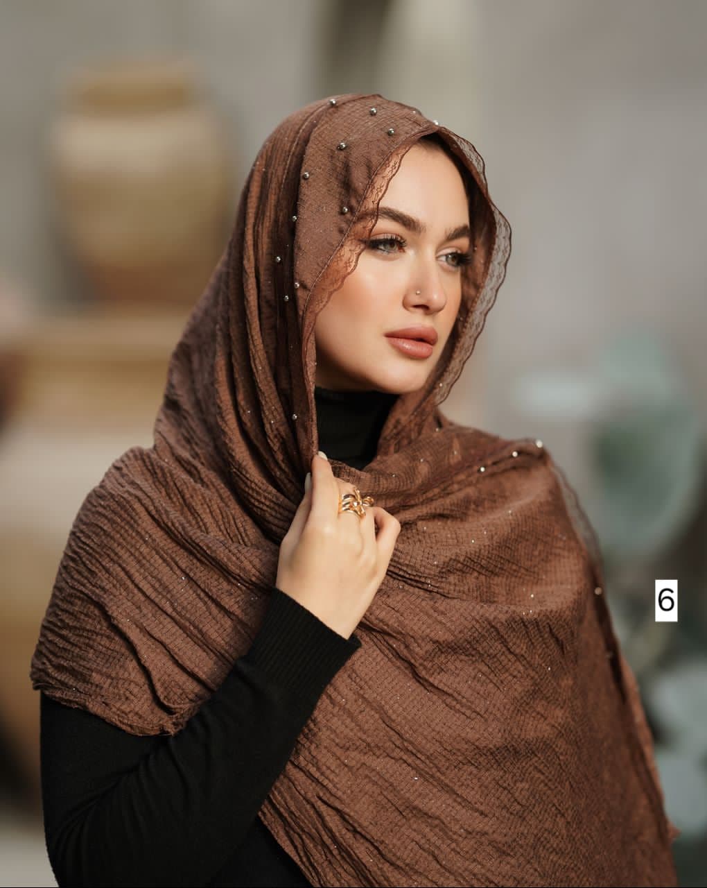 شال پلیسه گیپور دار کد ۶۹۵ — تصویر ۶