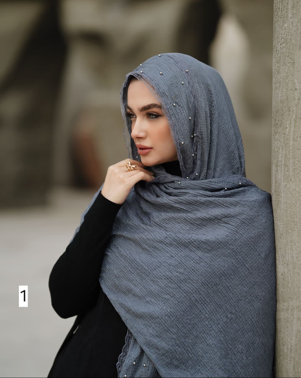 شال پلیسه گیپور دار کد ۶۹۵