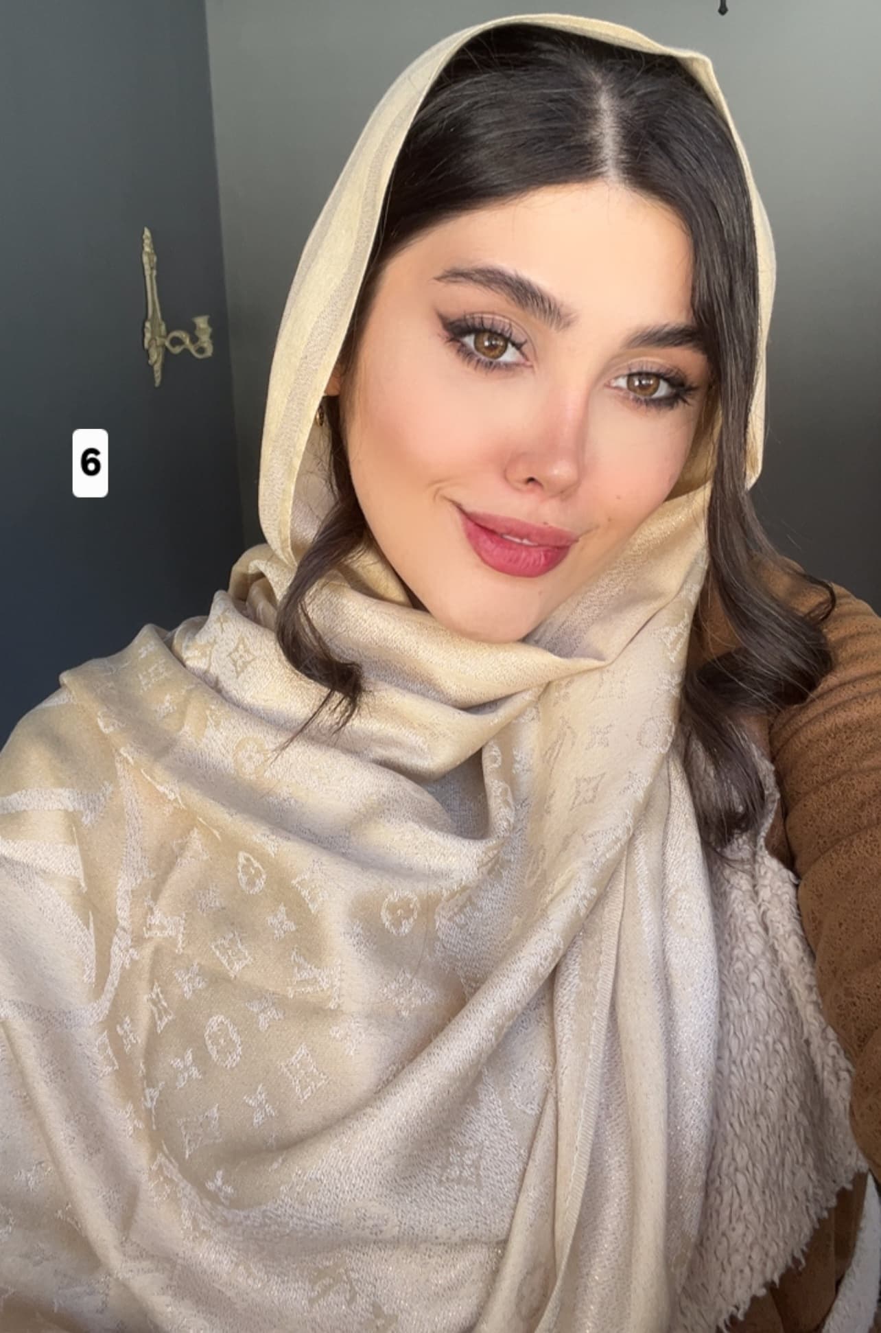 شال کشمیر لمه دار طرح ال وی کد ۵۵۸ — تصویر ۶