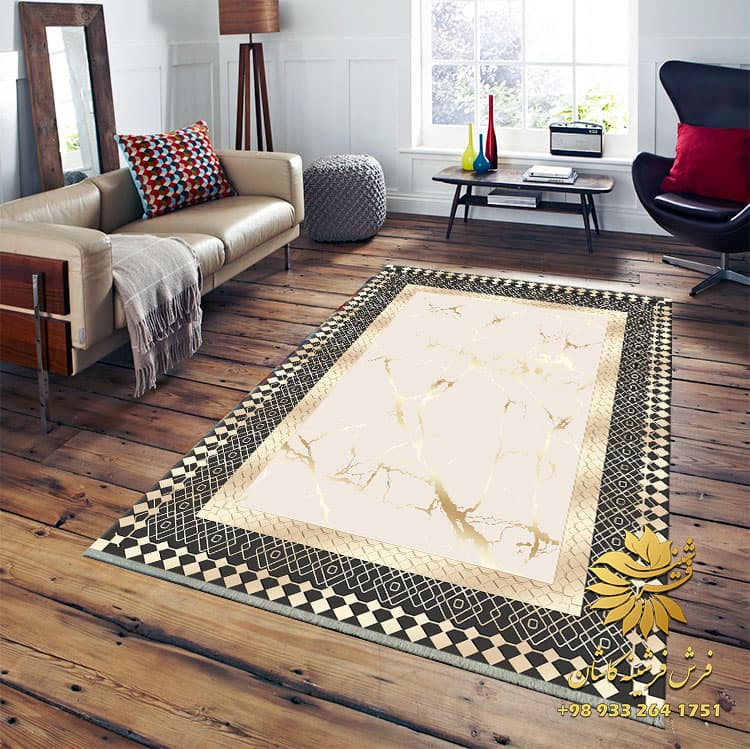 فرش مدرن ساده طلایی طرح سرامیکی کد m478