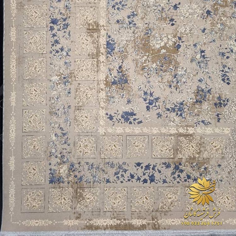 فرش 1200 شانه وینتیج افشان طرح نازنین آبی — تصویر ۴