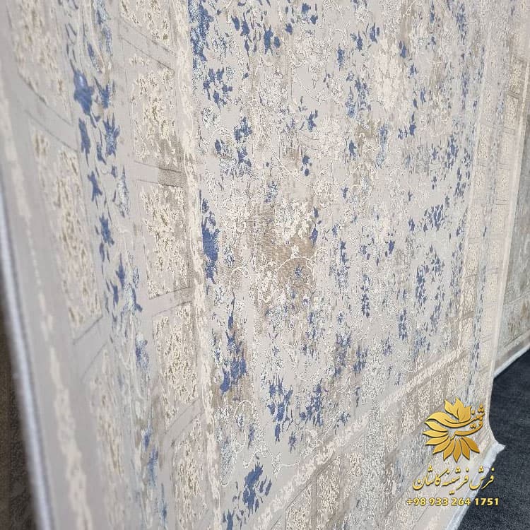 فرش 1200 شانه وینتیج افشان طرح نازنین آبی — تصویر ۲