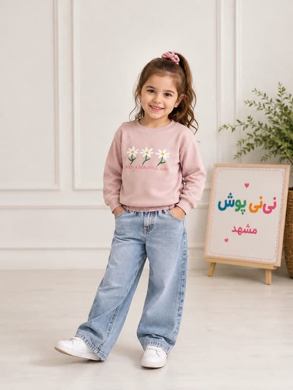 بلوز تک دخترانه طرح گل سایز 55،60 — تصویر ۲