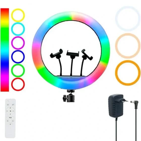 رینگ لایت 18 اینچی مدل 3D-45 RGB همراه پایه — تصویر ۲