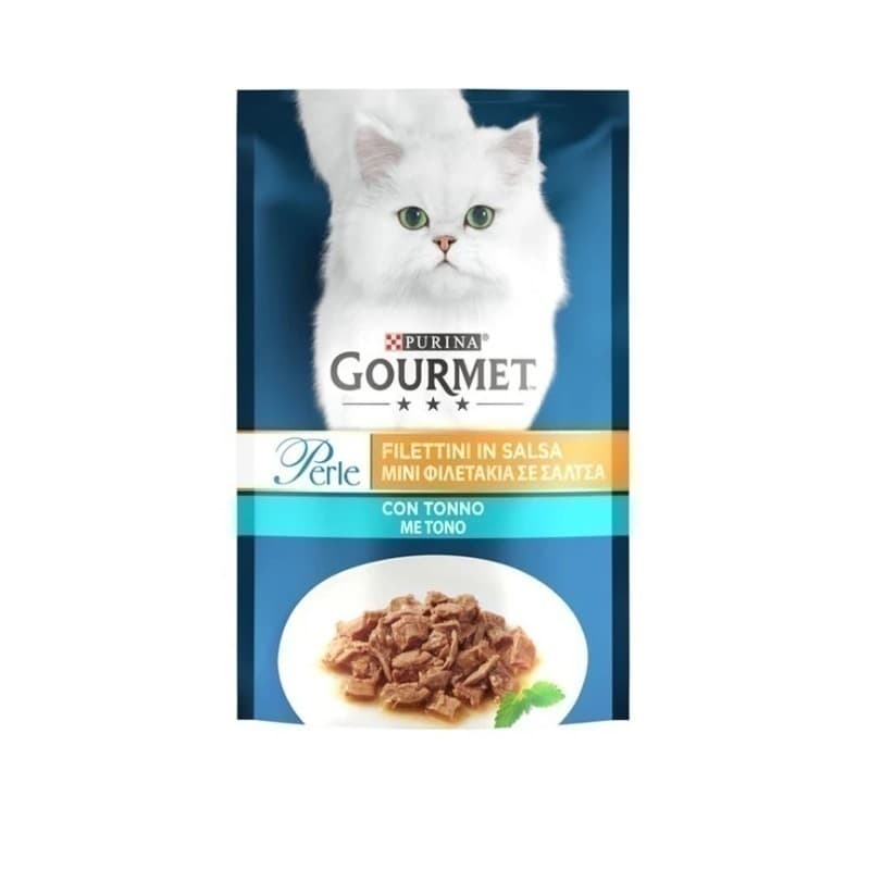 پوچ گربه گورمت با طعم ماهی تن Gourmet Perle in Gravyوزن 85 گرم