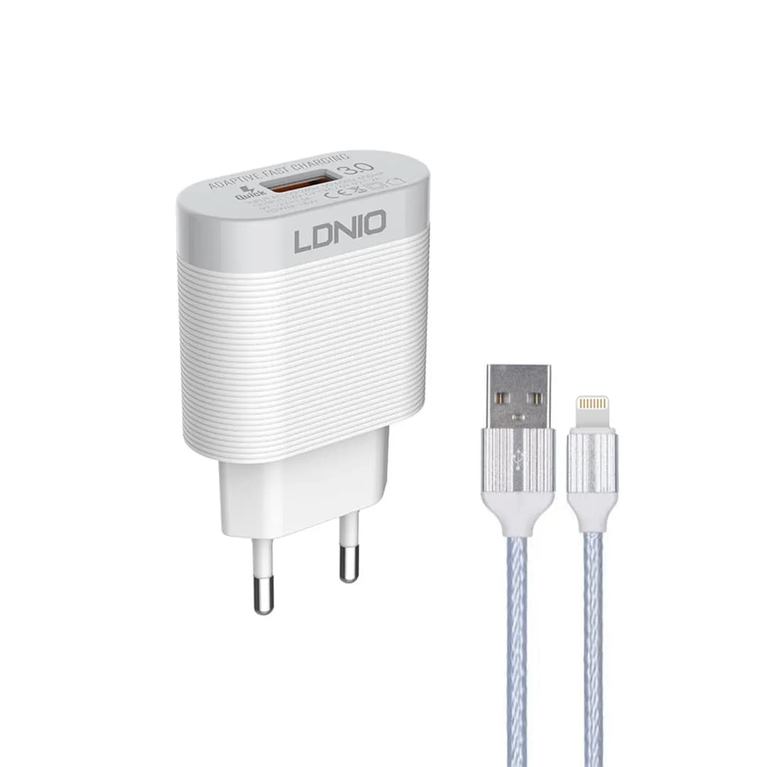 شارژر دیواری الدینیو مدل A303Q با کابل USB-C ظرفیت 18 وات — تصویر ۲
