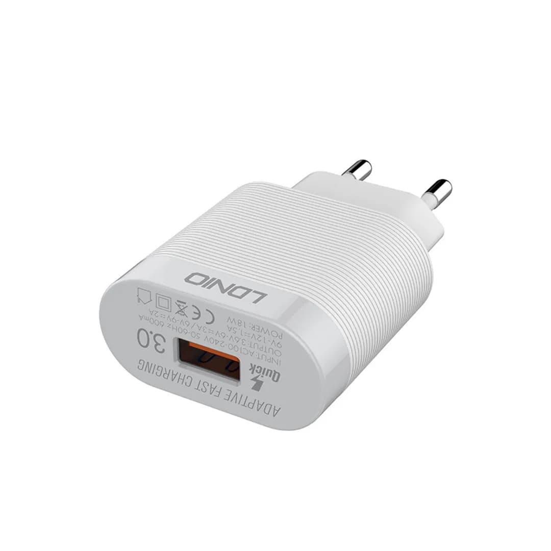 شارژر دیواری الدینیو مدل A303Q با کابل USB-C ظرفیت 18 وات — تصویر ۳