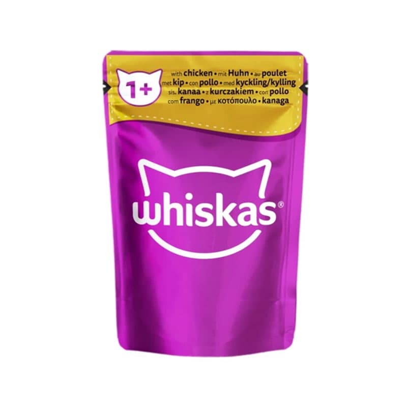 پوچ گربه ویسکاس با طعم مرغ در ژله Whiskas Cat Pouch وزن 85 گرم
