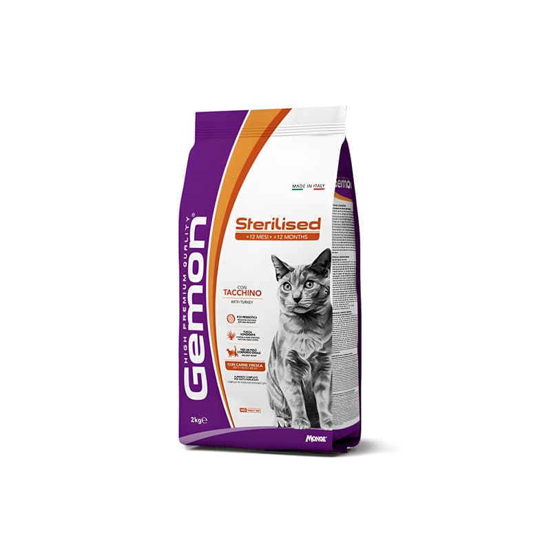 غذای خشک گربه عقیم مونژ مدل جمون طعم بوقلمون Monge Gemon Sterilised Cat Turkey وزن 2 کیلوگرم