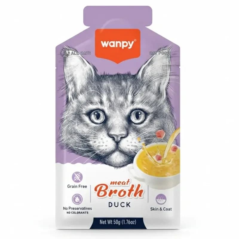 سوپ گربه ونپی با طعم اردک سفارش اروپا | Wanpy Meat Broth وزن 50 گرم — تصویر ۲