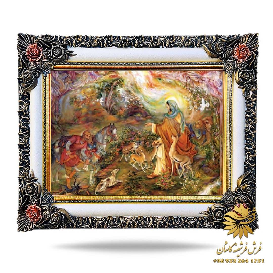 تابلو فرش ضامن آهو 1200 شانه دستباف گونه