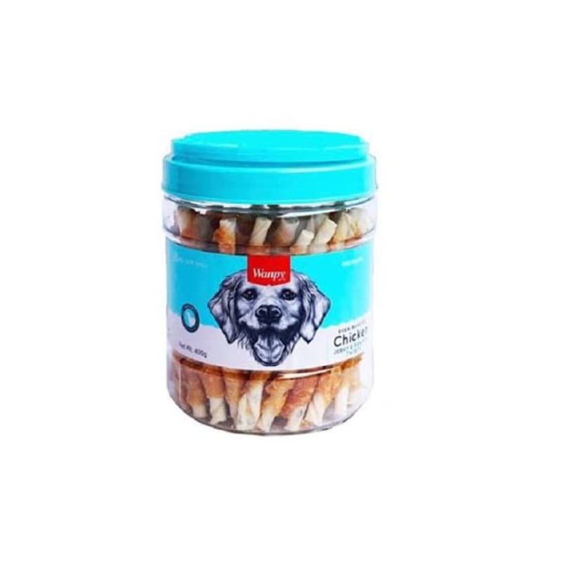 تشویقی سگ ونپی مدل مدادی دورپیچ مرغ Chicken Jerky & Rawhide Twists وزن 400 گرم