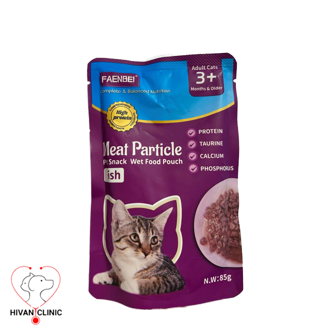 پوچ گربه تکه ای فنبی طعم ماهی (Faenbei , Cat Wet Food) 85g