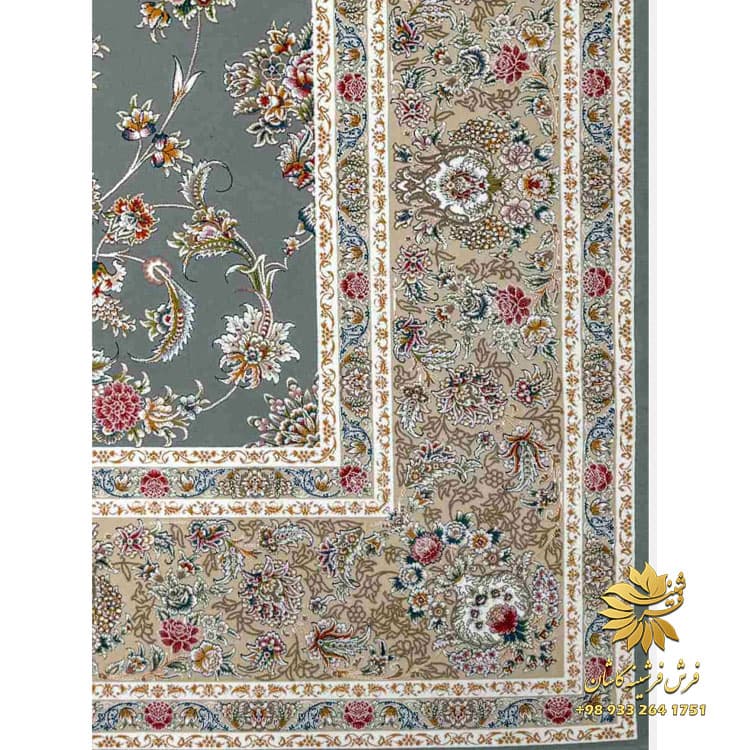 فرش باغ گل طوسی 1200 شانه طراحی جدید — تصویر ۳