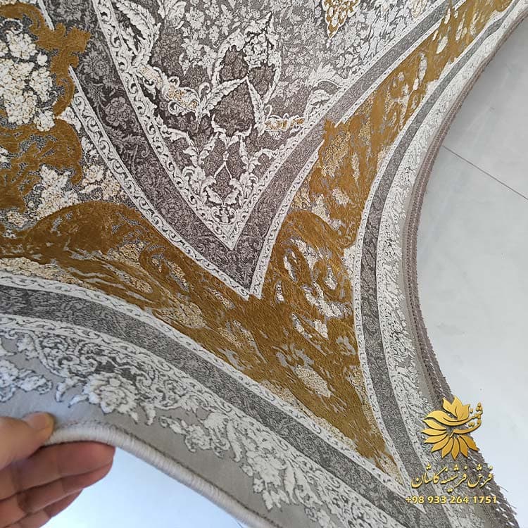 فرش طلاکوب طوسی طرح وینتیج 1200 شانه مدل مانیا — تصویر ۴