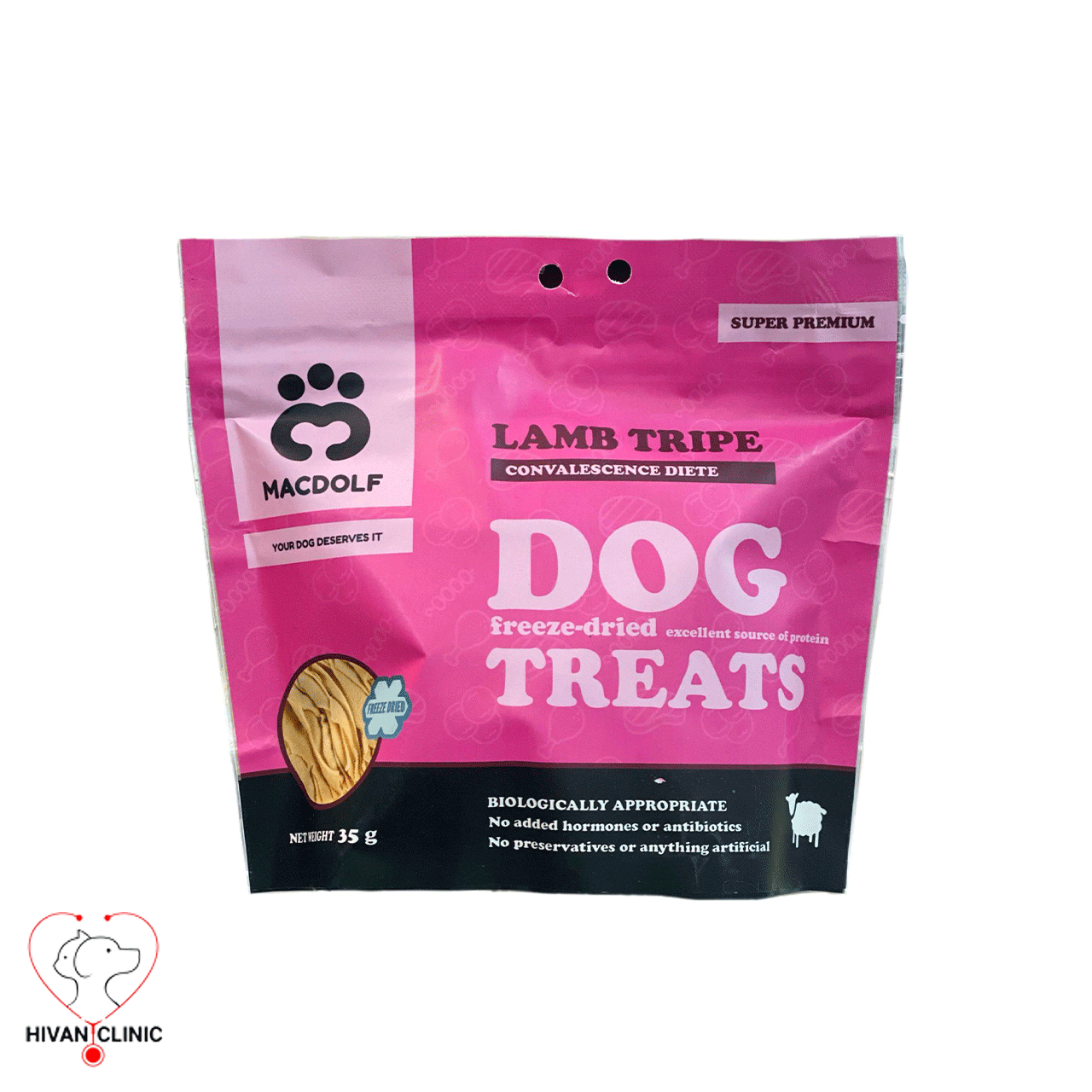 تشویقی فریزدراید مکدولف سگ طعم سیرابی (MacDolf dog treats Lamb Tripe)