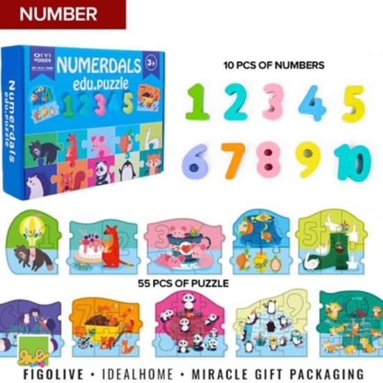 پازل قطعه بزرگ اعداد چوبی edu.puzzle