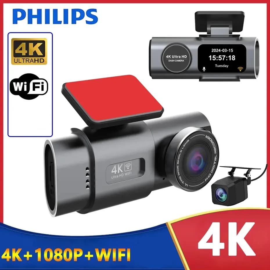 دوربین خودرو دو دوربین 4K وای فای دار فیلیپس J10