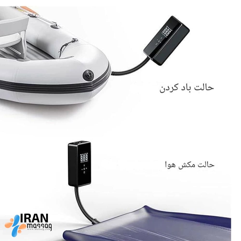 پمپ باد برقی AP-010: باتری 6000mAh، نمایشگر LCD، توان 60 وات و فشار 150 PSI
