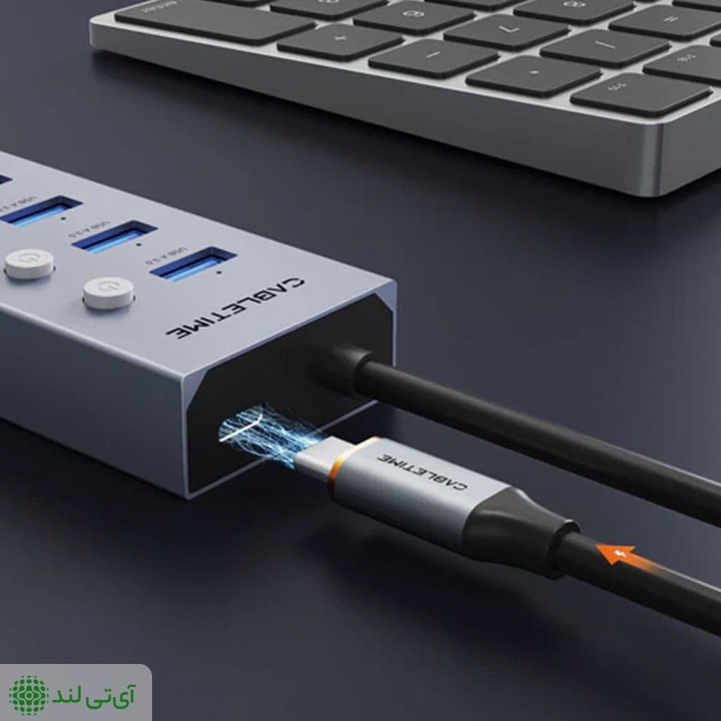 هاب USB 7 پورت سوییچ دار کِیبِل تایم مدل Cabletime CB47G — تصویر ۷