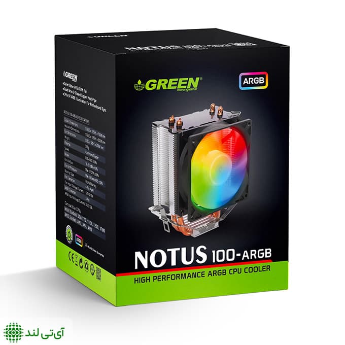 خنک کننده بادی پردازنده گرین مدل Green Notus 100 ARGB — تصویر ۷