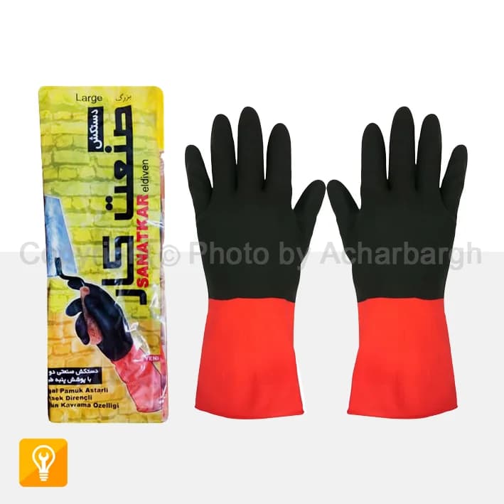 دستکش صنعتی صنعت‌کار دورنگ