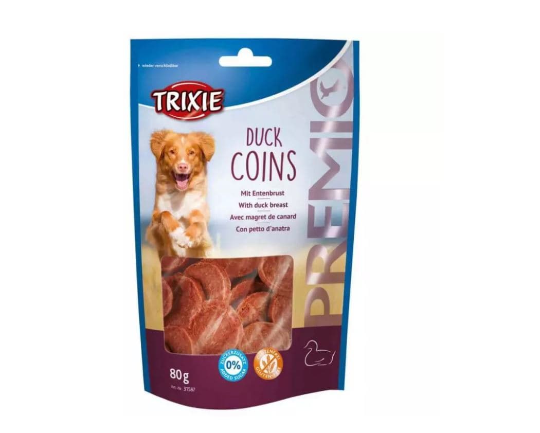 تشویقی سگ تریکسی اردک مدل سکه‌ای Duck Coins 80 گرم